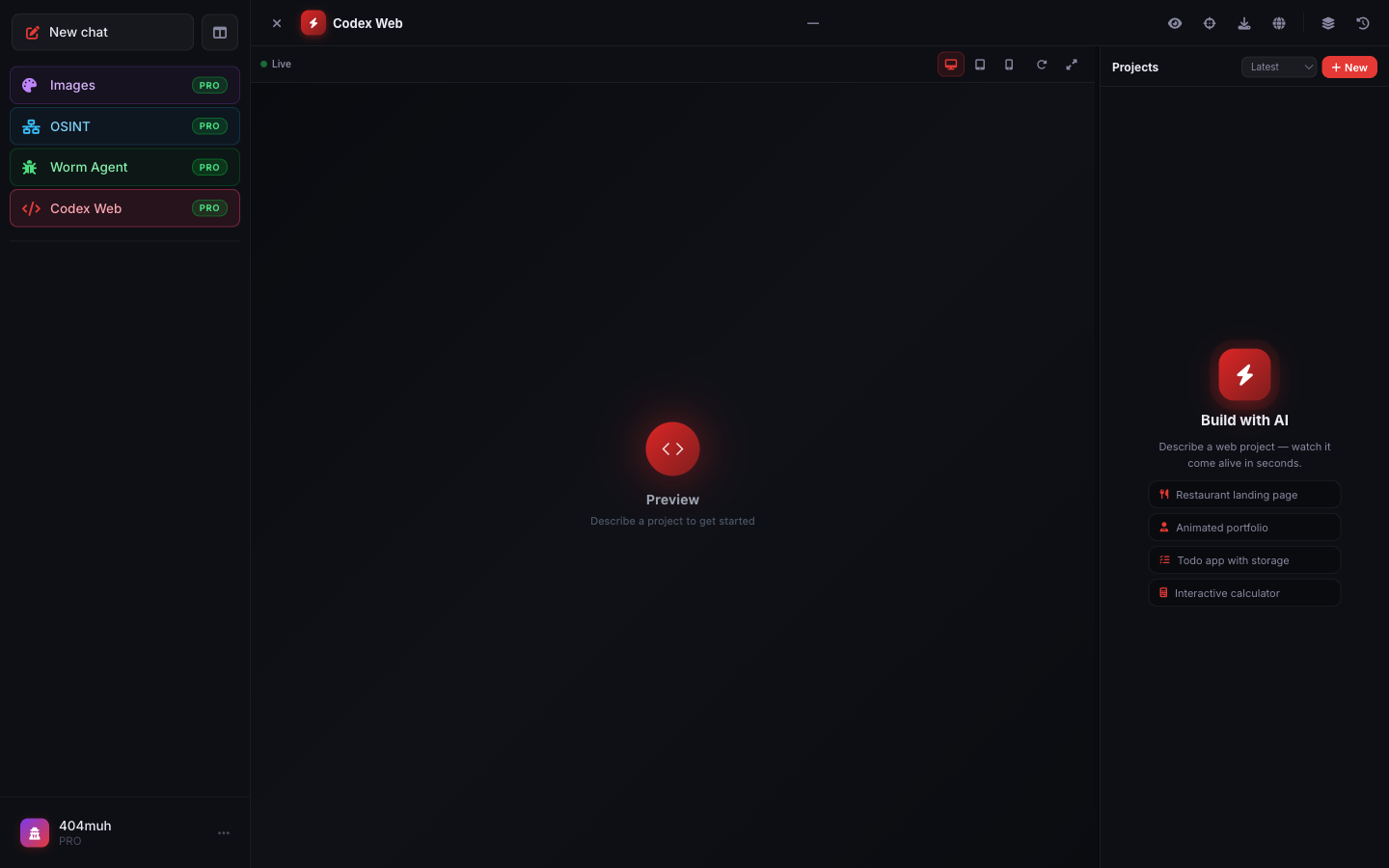 MUHGPT Codex Web — build apps with AI